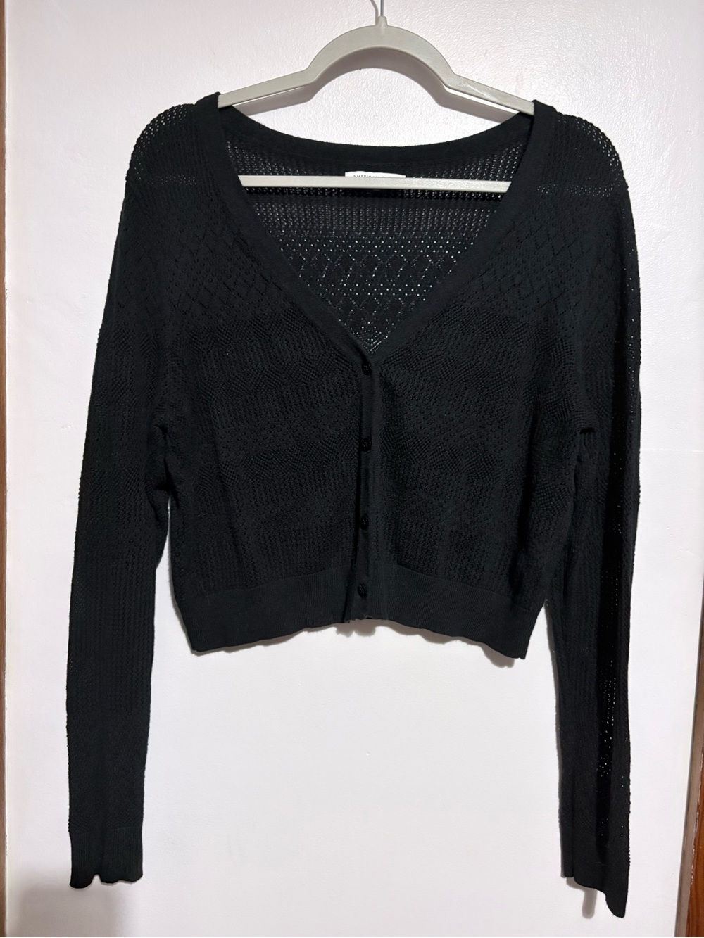 American Eagle Black Textured Knit Sweater